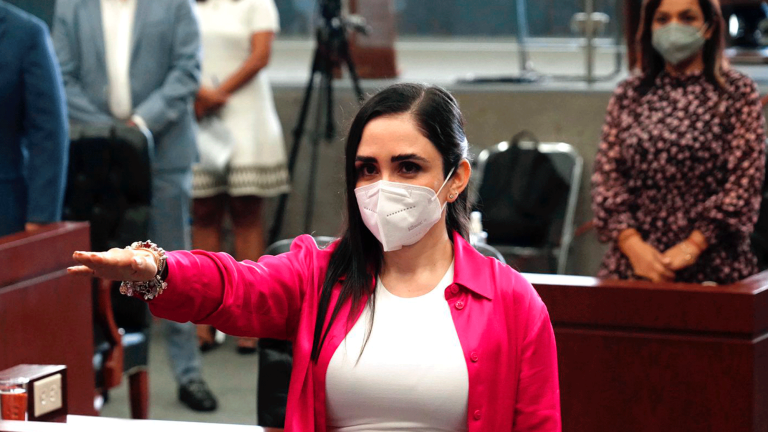 El pasado 15 de junio de 2022, Gabriela Marín Sánchez tomó protesta como diputada de la LV Legislatura, por el Partido Morelos Progresa. Foto EE: Cortesía Congreso de Morelos