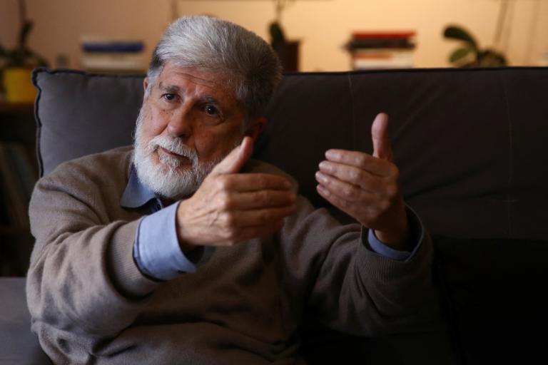 Celso Amorim gives an interview in Sao Paulo