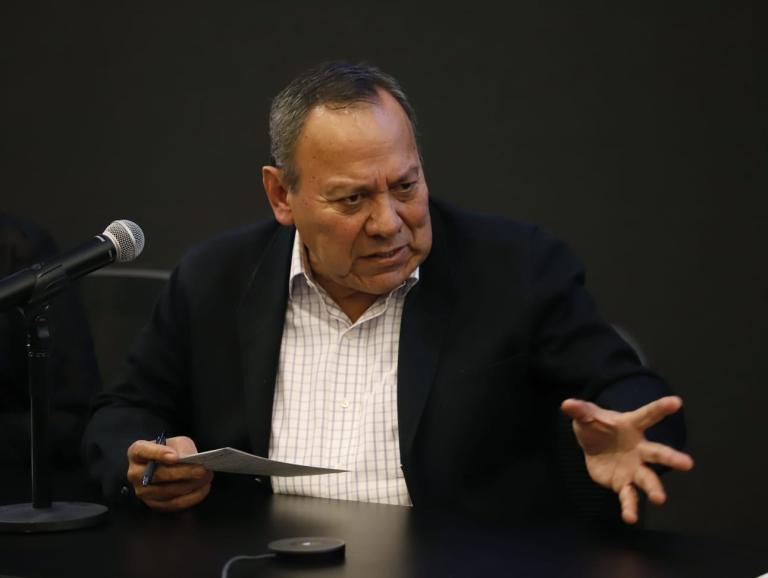 El dirigente nacional del PRD, Jesús Zambrano, durante su participación en el foro “Voces de la Socialdemocracia. La Militarización en México, ¿Hacia dónde vamos?”. Foto: Especial