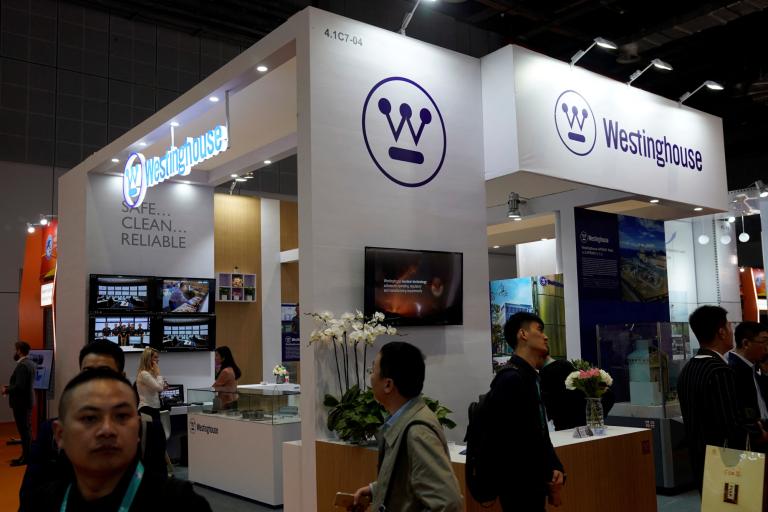 FILE PHOTO: A Westinghouse Electric sign is seen during the China International Import Expo (CIIE), at the National Exhibition and Convention Center in Shanghai