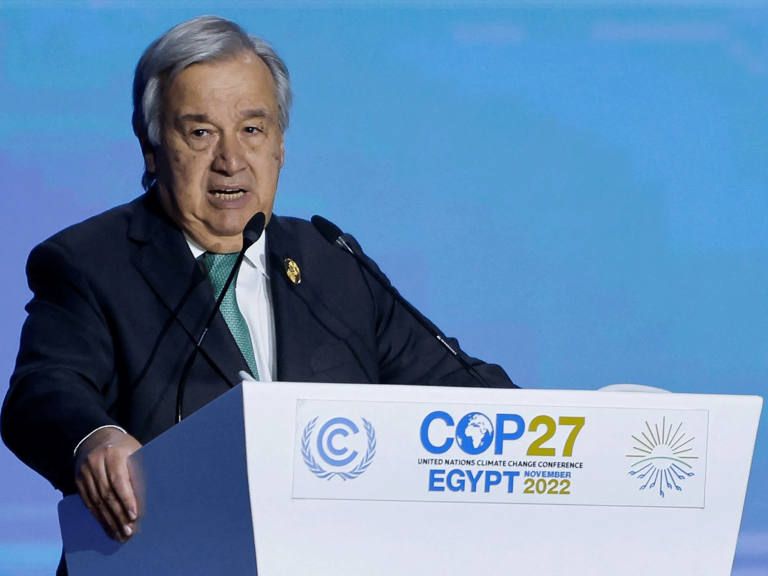 Antonio Guterres, secretario general de la ONU, participó en la COP27. Foto: Reuters