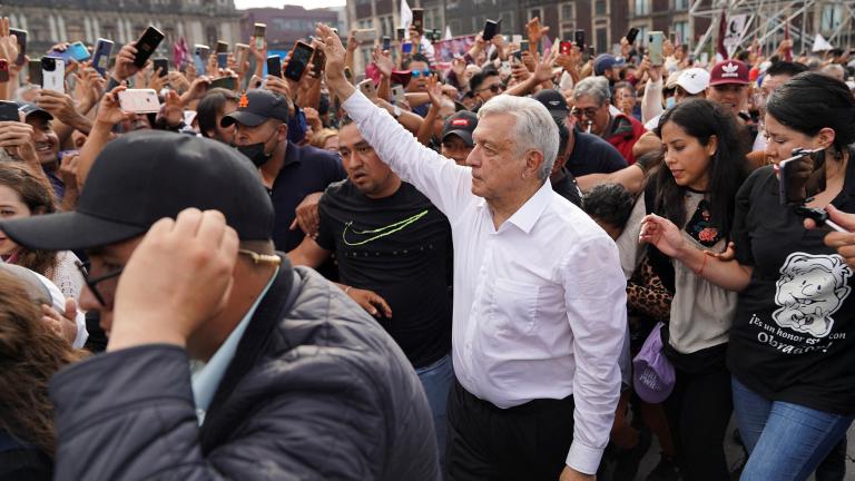 March in support of Mexican President Andres Manuel Lopez Obrador, in Mexico City