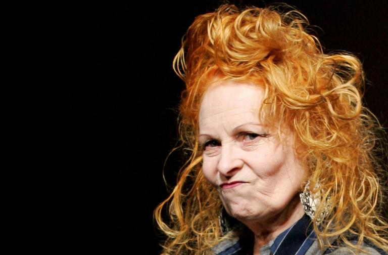 FILE PHOTO: British designer Vivienne Westwood appears at the end of her Spring/Summer 2008 ready-to-wear fashion collection at Paris Fashion Week