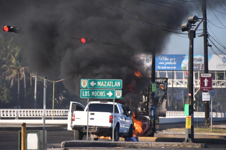 Vehicles block roads in Mexico