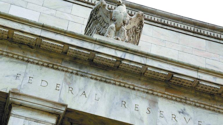 FILE PHOTO: An eagle tops the U.S. Federal Reserve building