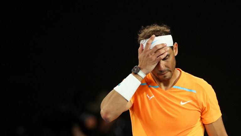 Nadal admitió que sintió el problema en la cadera antes de salir a la cancha para su partido contra McDonald.  Foto: Reuters