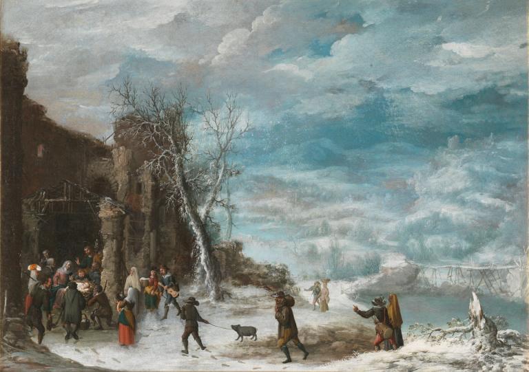 Detalle de Paisaje de invierno con la Adoración de los pastores (Francisco Collantes, 1630 – 1650). Foto: Museo del Prado