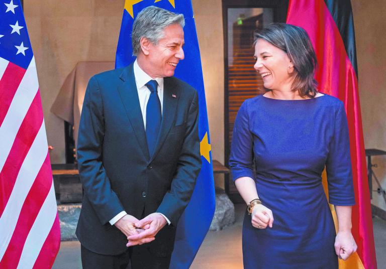 Antony Blinken se reunió con la ministra de exteriores de Alemania, Annalena Baerbock el pasado viernes en Múnich, Alemania. Foto: AFP