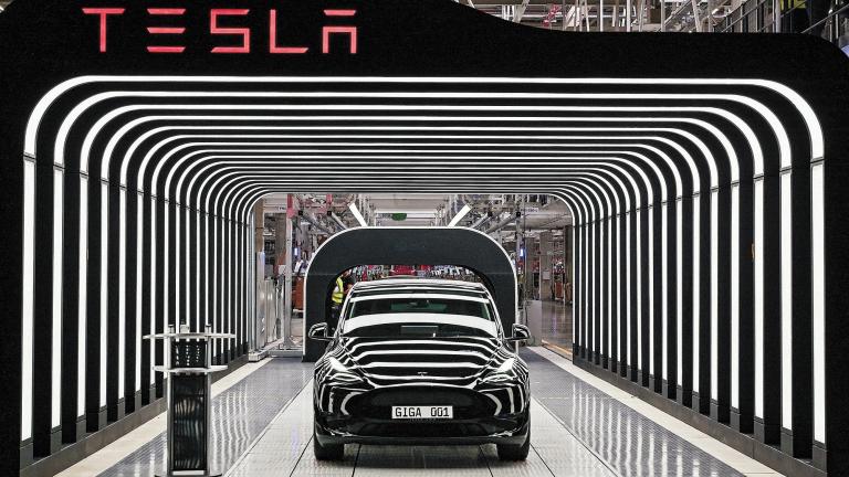 FILE PHOTO: Tesla hands over first cars produced at new plant in Gruenheide