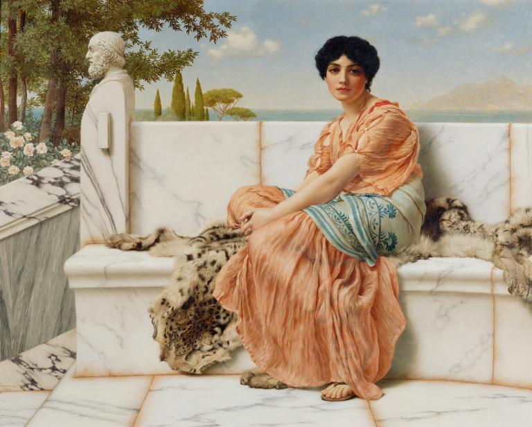 ‘En los tiempos de Safo’, pintura de John William Godward. Foto: Getty Center / Wikimedia Commons