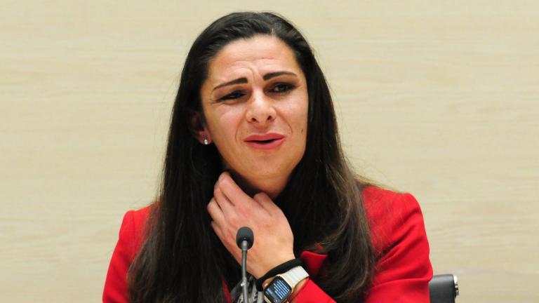 Ana Gabriela Guevara, titular de la Conade, durante su participación en la conferencia. Foto: Cuartoscuro