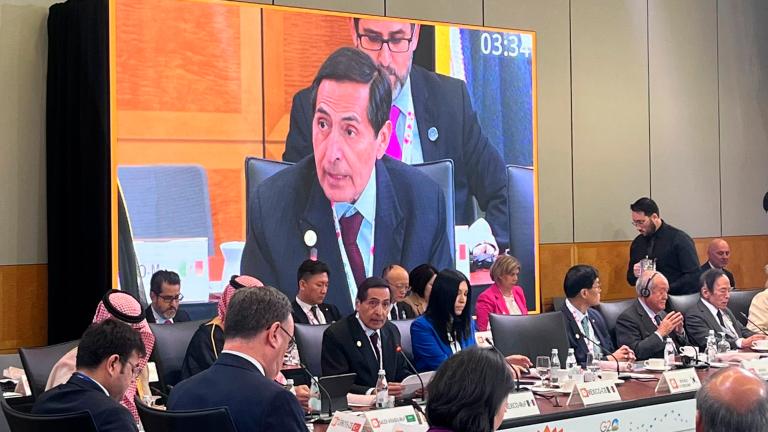 El secretario de Hacienda y Crédito Público, Rogelio Ramírez de la O, participa en  las Reuniones de Primavera 2023 del Fondo Monetario Internacional (FMI) y del Banco Mundial. Foto EE: Cortesía / Twitter @Hacienda_Mexico