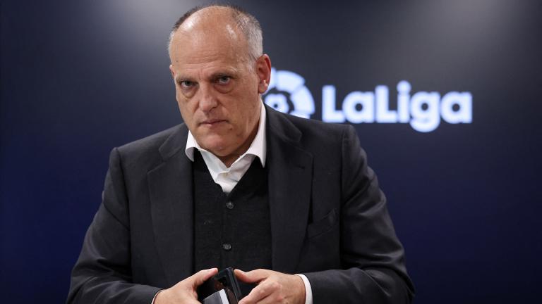 Javier Tebas, presidente de LaLiga, Asamblea General Extraordinaria. Foto: Reuters