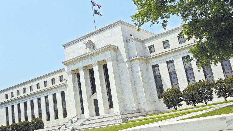 The Federal Reserve building is seen in Washington