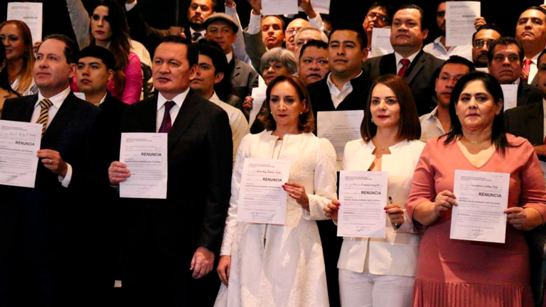 Eruviel Ávila Villegas, Osorio Chong, Claudia Ruiz Massieu, Nuvia Mayorga y Diva Gastélum Bajo presentaron su renuncia al PRI. Foto EE: Cortesía Twitter @ruizmassieu