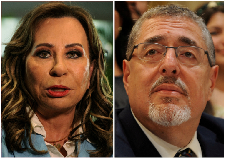 Sandra Torres y Bernardo Arévalo son los candidatos que contienden en el balotaje para definir al sucesor o sucesora del mandatario derechista Alejandro Giammattei. Foto: Reuters