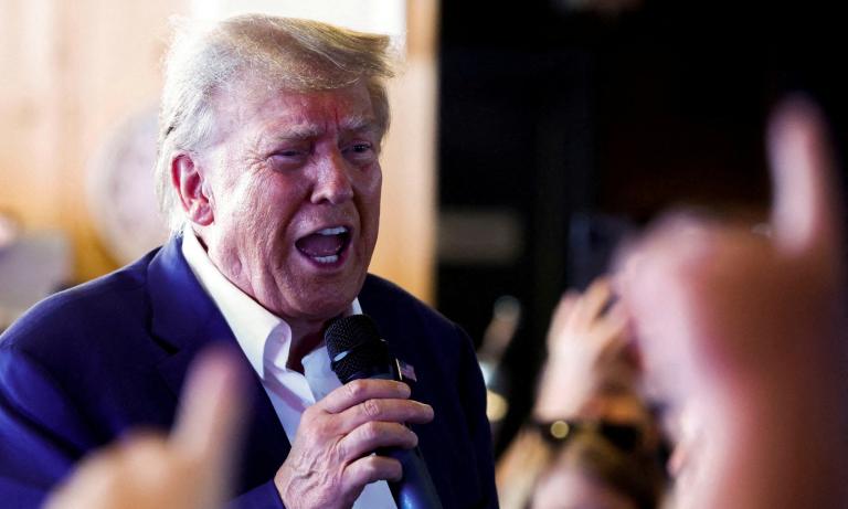 Donald Trump durante su presentación en la Feria Estatal de Iowa. Foto: Reuters / Archivo.