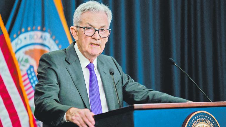 Federal Reserve Board Chairman Powell attends a press conference, in Washington