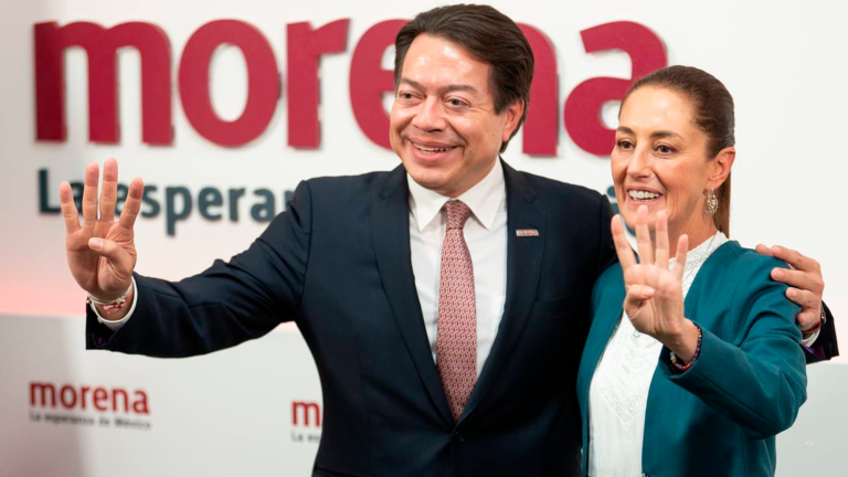 Mario Delgado, presidente nacional de Morena y Claudia Sheinbaum coordinadora Nacional de la Defensa de la Cuarta Transformación. Foto EE: Cortesía X / @PartidoMorenaMx