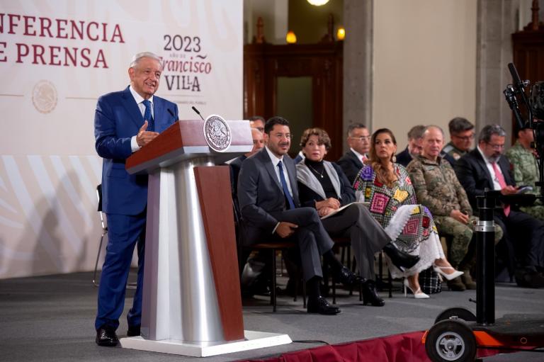 El presidente Andrés Manuel López Obrador durante la conferencia del lunes 18 de septiembre de 2023 en Palacio Nacional. Foto: Presidencia de la República