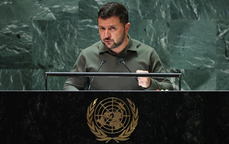 El presidente ucraniano Volodímir Zelenski se presentó ante la Asamblea General de la Organización de las Naciones Unidas. Foto: Reuters