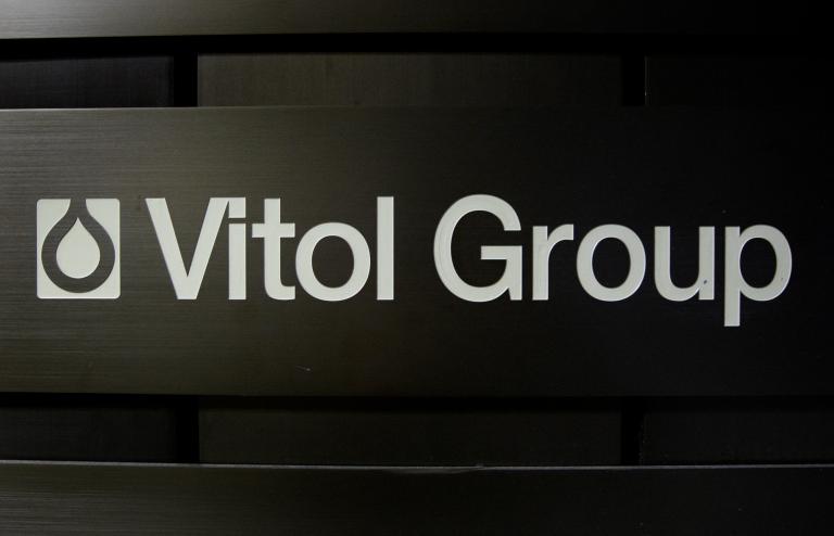 A sign is pictured in front of the Vitol Group trading commodities building in Geneva