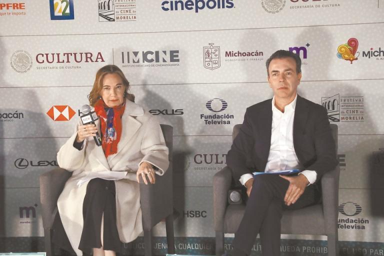 Daniela Michel y Alejandro Ramírez, directora y presidente del FICM, anunciaron este miércoles la edición 21 del festival. Foto EE: Rosario Servin