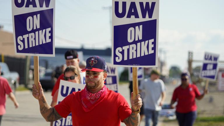 Integrantes del sindicato UAW, en Estados Unidos. Foto: Reuters.