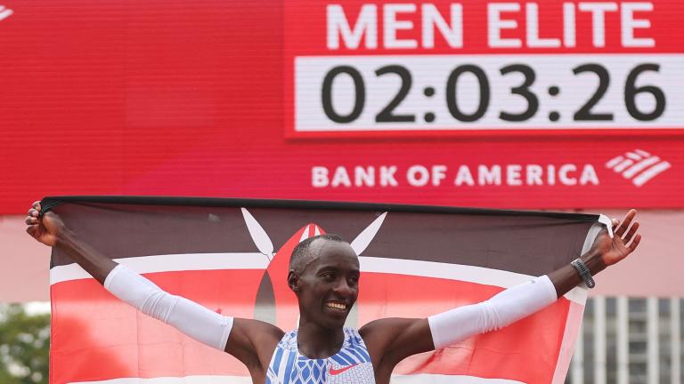 Kelvin Kiptum ha participado en tres maratones. Foto: AFP.