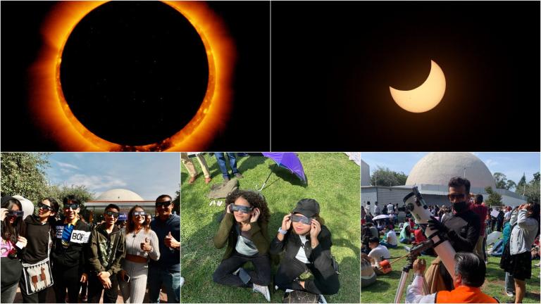 Familias enteras y decenas de jóvenes acudieron al Planetario Luis Enrique Erro del IPN, para atestiguar el eclipse solar anular 2023. Foto EE: Cortesía IPN.