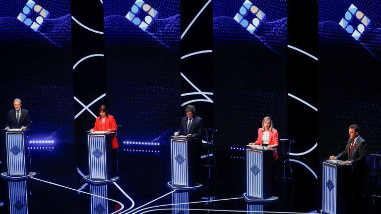 Debate de candidatos presidenciales de Argentina del 8 de octubre de 2023. Foto: Reuters