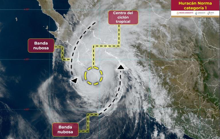 El cuadrante más peligroso de Norma afecta los municipios de Los Cabos y La Paz. Foto EE: Cortesía Conagua.