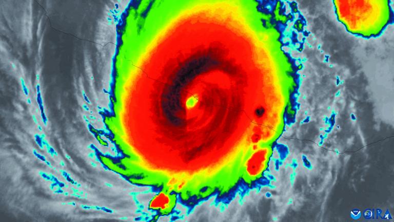 Satellite imagery shows hurricane Otis making landfall in Mexico