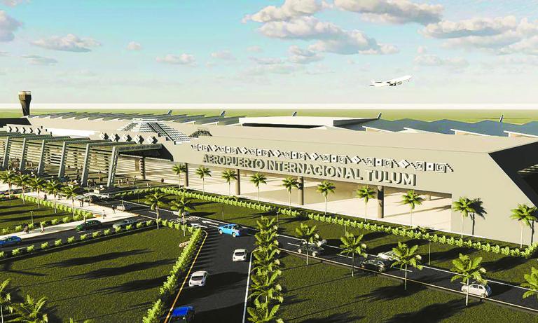 Proyección del resultado arquitectónico final del Aeropuerto de Tulum.