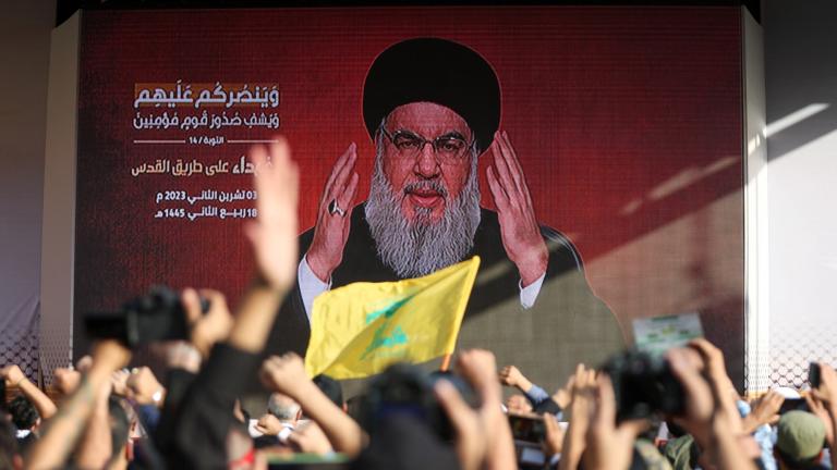 Sayyed Hassan Nasrallah, en su primer discurso desde que estalló la guerra entre Israel y Hamás. Foto: Reuters.