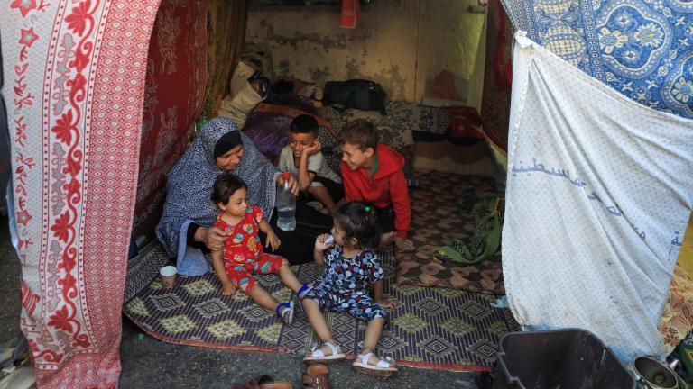 Displaced Palestinians shelter at Shifa hospital in Gaza City