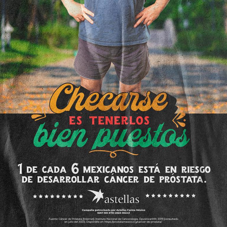 Banner de la campaña  "Checarse es tenerlos bien puestos", la cual busca difundir información relacionada con la naturaleza de la enfermedad. Foto EE: Especial