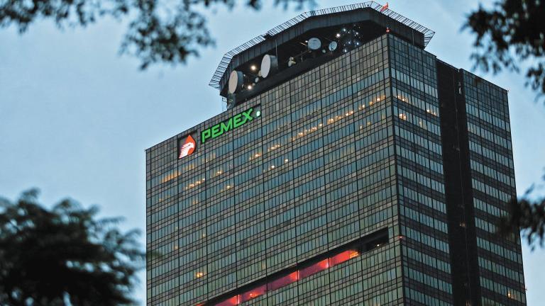 FILE PHOTO: Pemex logo is seen at the headquarters of state-owned oil giant in Mexico City