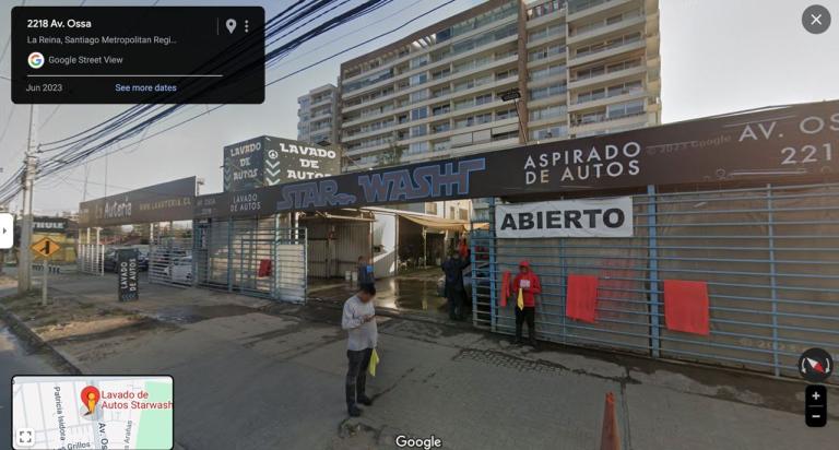 Foto: El autolavado se encuentra en la avenida Ossa, en La Reina. Imagen tomada de Google Maps.