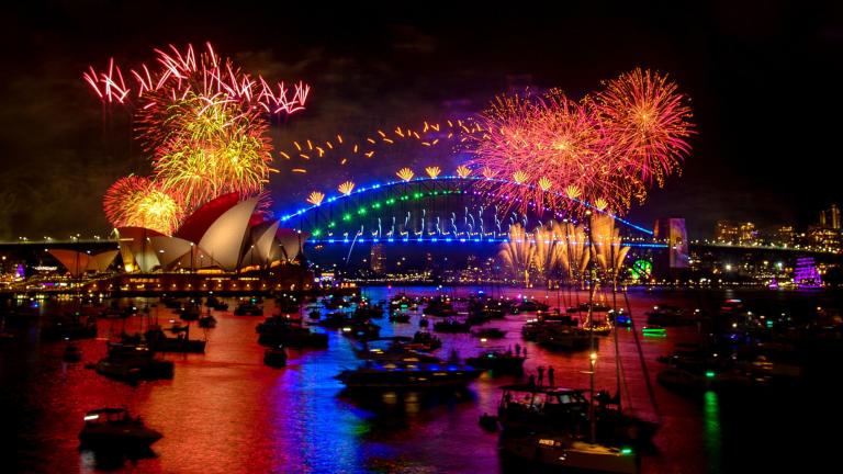 Celebraciones de Nochevieja y Año Nuevo en Sídney, Australia. Foto: AFP