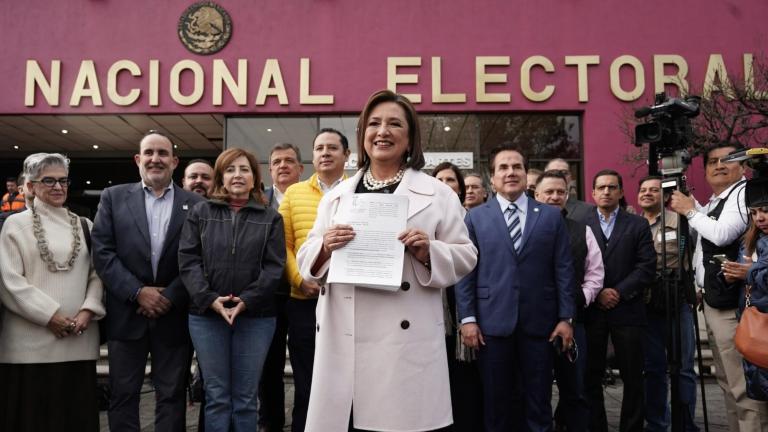 "Hoy los delitos electorales merecen prisión preventiva oficiosa", declaró Xóchitl Gálvez en el INE. Foto EE: Cortesía.