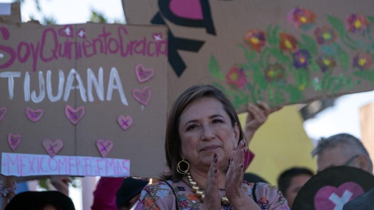 Xochitl Gálvez, precandidata a la Presidencia de la República por el frente opositor conformado por el PRI, PAN y PRD. Foto: AFP.