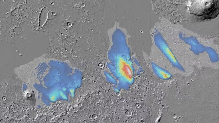 El volumen total de hielo contenido en los depósitos de Medusae Fossae, en el ecuador marciano, sería de 400.000 km3. Planetary Science Institute/Smithsonian Institution. Foto: Creative Commons.