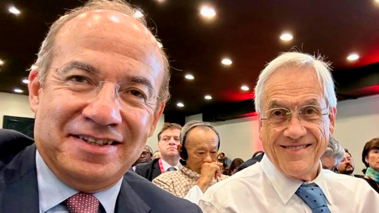 Felipe Calderón, expresidente de México y Sebastián Piñera, expresidente de Chile. Foto EE: Cortesía X / @FelipeCalderon