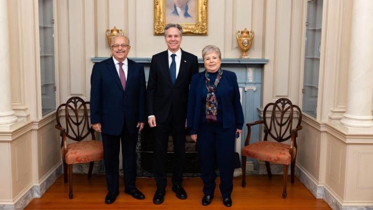 Carlos Ramiro Martínez, Antony Blinken y Alicia Bárcena. Foto: Cortesía SRE