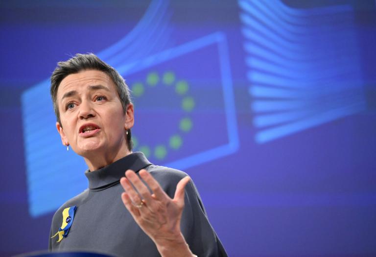 Margrethe Vestager, vicepresidenta de la Comisión Europea. Foto: AFP