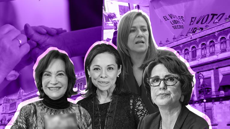 Cecilia Soto González, Josefina Vázquez Mota, Margarita Zavala Gómez del Campo y Patricia Mercado Castro comparten su experiencia al contender por la Presidencia de México. Ilustración EE: Nayelly Tenorio