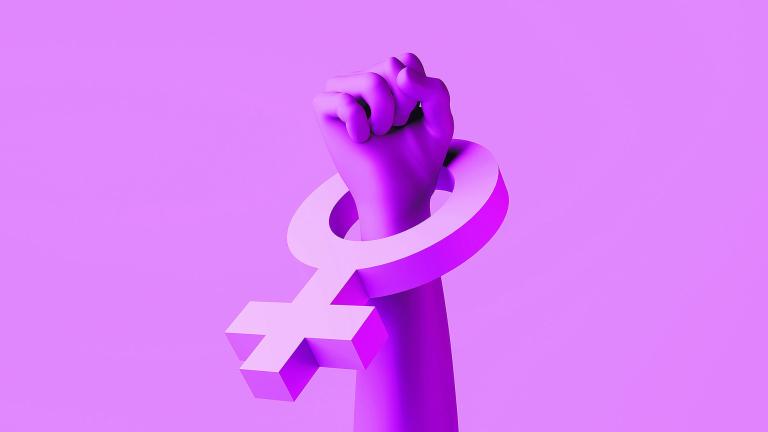 Clenched,Fist,As,A,Symbol,Of,Feminist,Struggle,With,Female