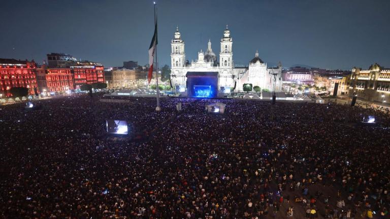 La banda estadounidense ofreció un concierto en el Zócalo capitalino este sábado. Foto: AFP