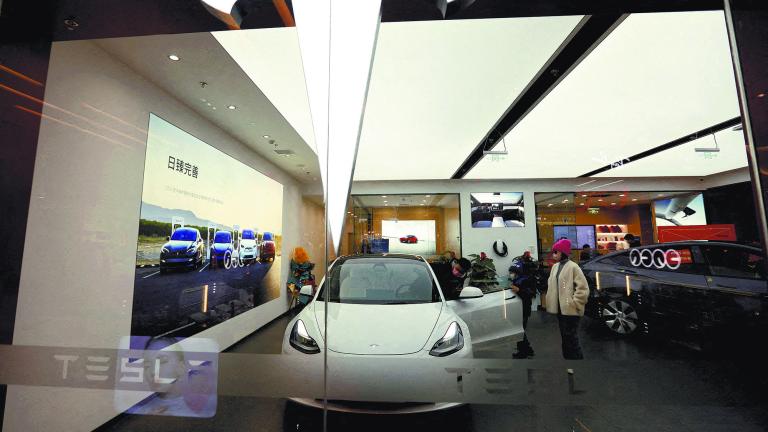 FILE PHOTO: Tesla showroom in Beijing